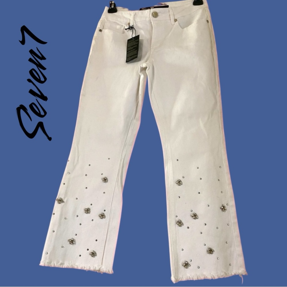 Seven7-NWT Size 6 white jeans w/ rhinestones. Be the Queen Bee! New with tags! - Picture 4 of 17